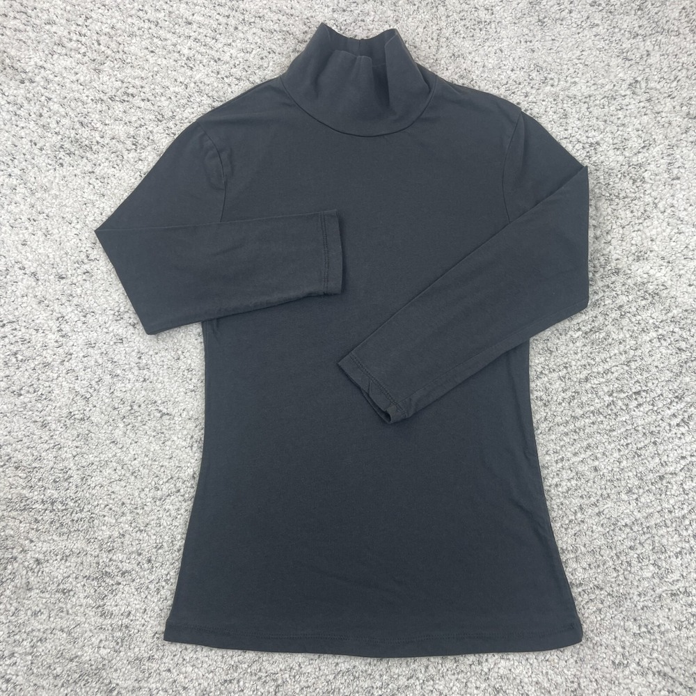 James Perse Top Womens 0 Mock Neck Shirt Long Sleeve‎ Charcoal Standard Stretch
